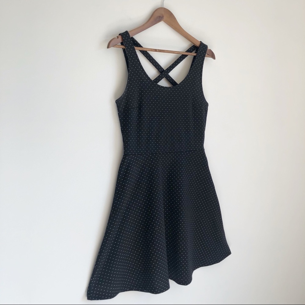 H&M Black Polka Dot Cross Strappy Skater Dress, S - Picture 10 of 16